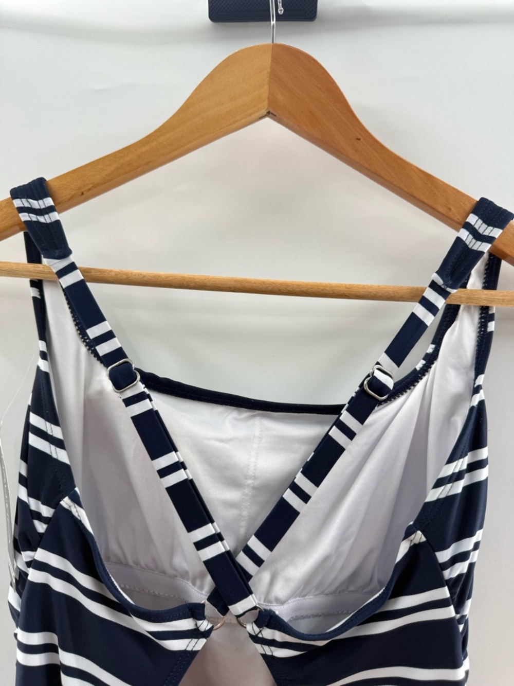 NWT Nautica Navy White Striped Nautical One Piece Cape Cod Swimsuit Size Large - Picture 8 of 14